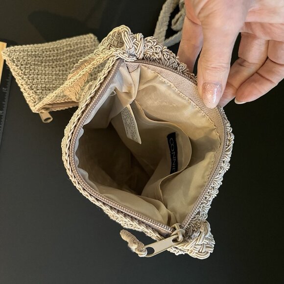 Crochet Mini Crossbody Bag With Coin Purse Vintage Excellent - Picture 2 of 9